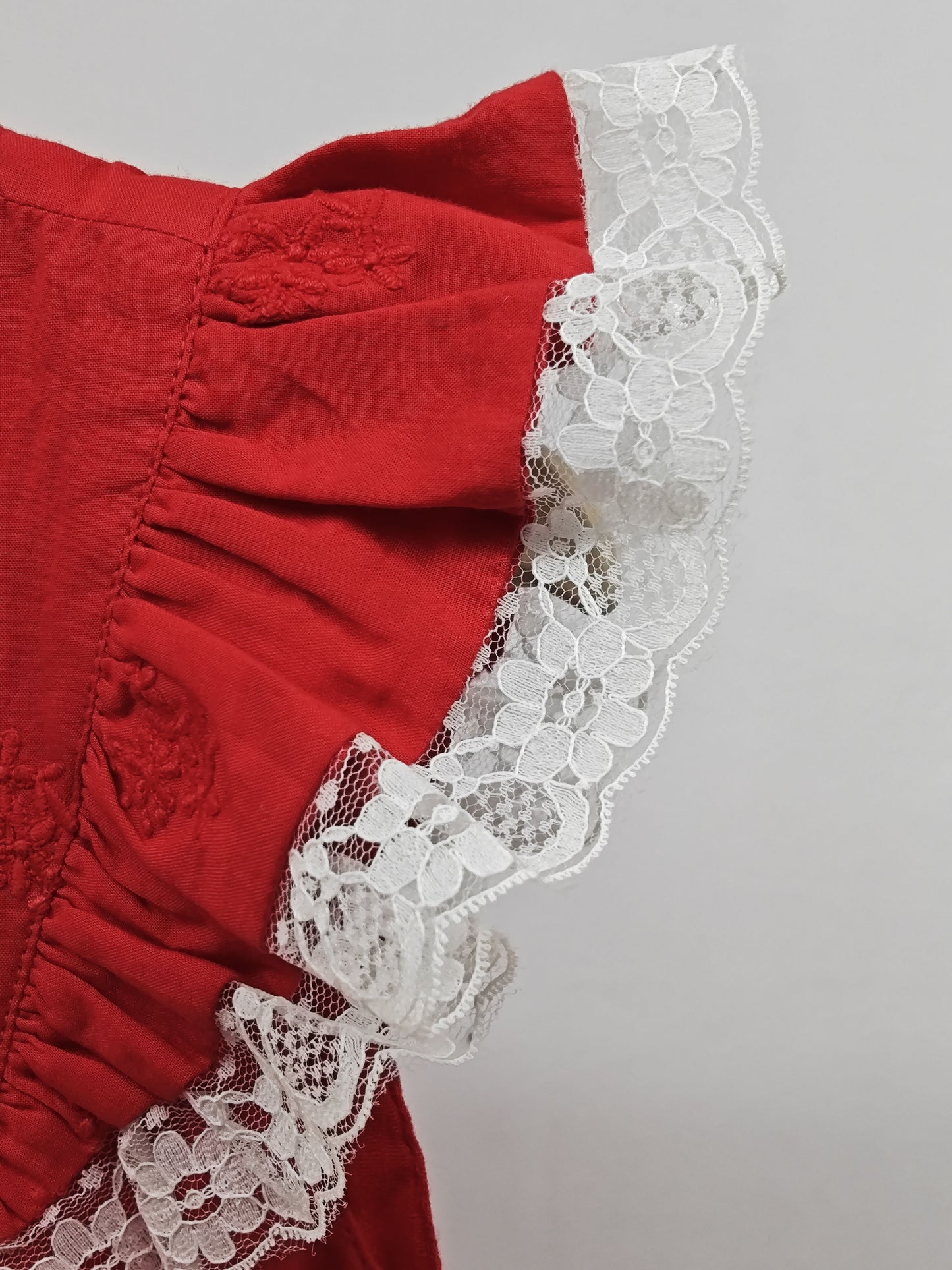 MINITODDLER-Red Baby Girl Party Dress with Lace Detailing