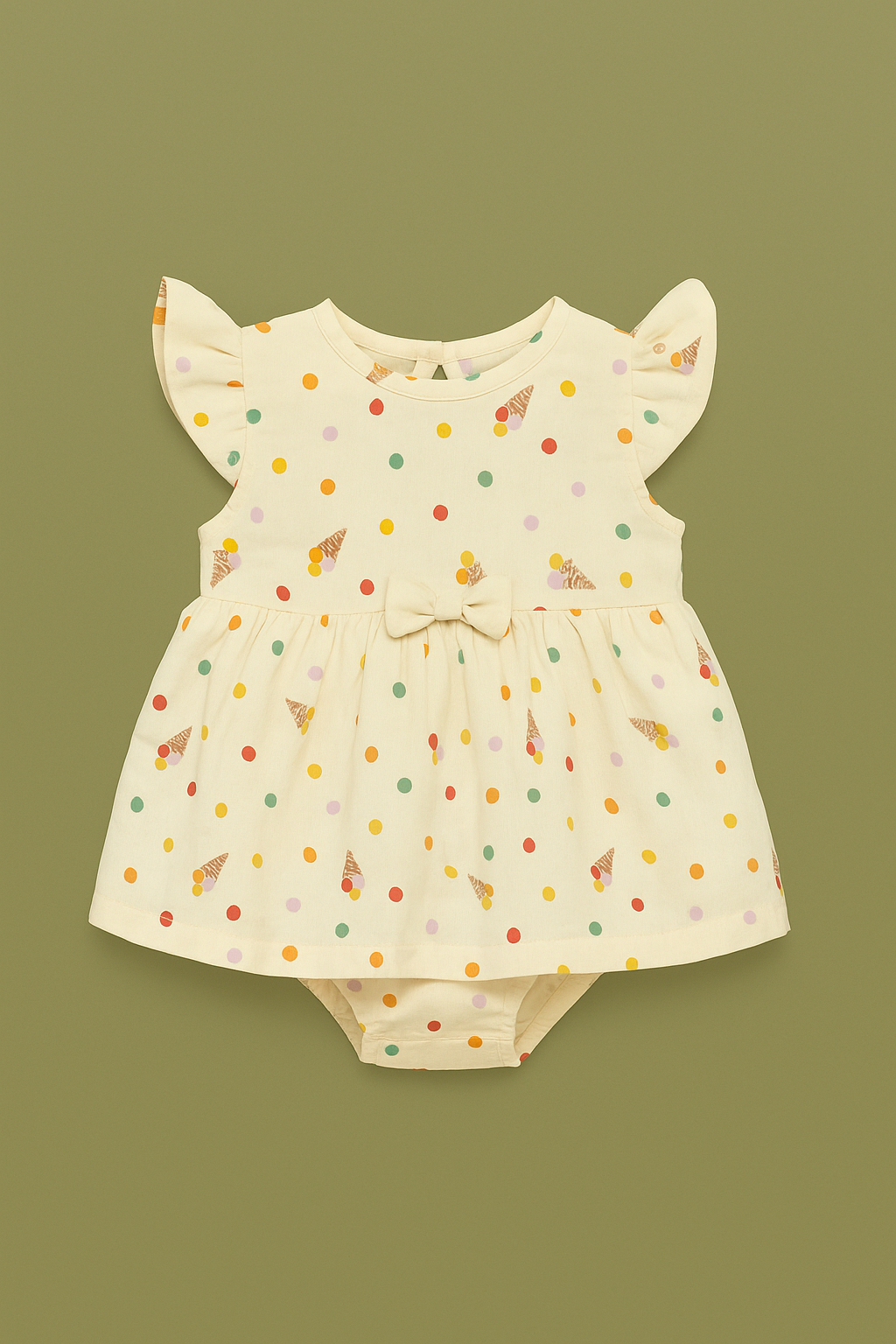 Toddler Girl Ice Cream Print Dress and Bloomers Set | Summer Flutter Dress