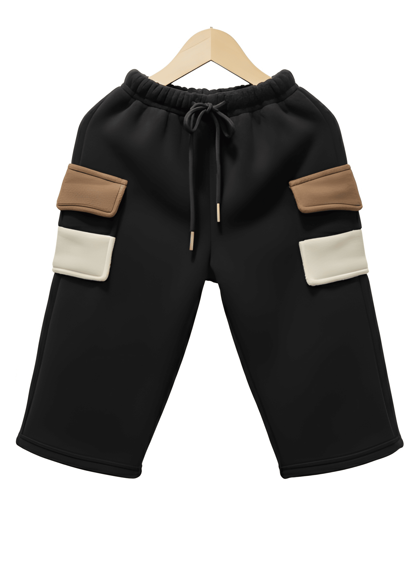 Kids Colorblock Winter Set – Cozy Zip-Up Jacket & Jogger Pants (Cream, Brown & Black)